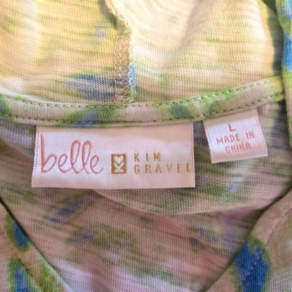 BELLE BY KIM GRAVEL BLUE & GREEN TIE-DYED HOODIE SHIRT WITH POCKETS. SIZE LARGE. - Picture 8 of 9